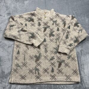 Vintage Art Unlimited Fleece Pine Cone AOP Pullover Fleece Size Large USA